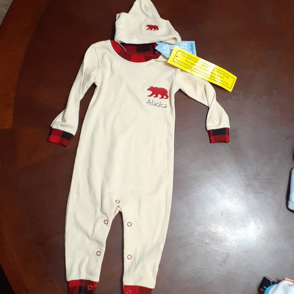 Little Blue House Red plaid  Alaska onsie